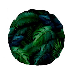 Tropical Green Leaves Background Standard 15  Premium Flano Round Cushions by Hannah976