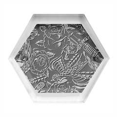 Vintage Flash Tattoos Designs Seamless Pattern Hexagon Wood Jewelry Box by Hannah976