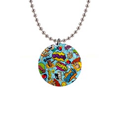 Comic Elements Colorful Seamless Pattern 1  Button Necklace by Hannah976