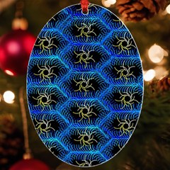 Blue Bee Hive Pattern Uv Print Acrylic Ornament Oval by Hannah976