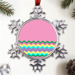 Easter Chevron Pattern Stripes Metal Large Snowflake Ornament by Hannah976