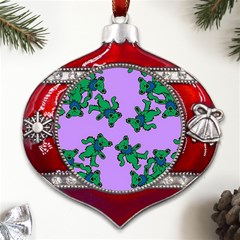 Grateful Dead Bears Metal Snowflake And Bell Red Ornament by Cendanart