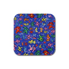 Grateful Dead Bears Pattern Rubber Square Coaster (4 Pack) by Cendanart