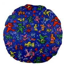 Grateful Dead Bears Pattern Large 18  Premium Flano Round Cushions by Cendanart