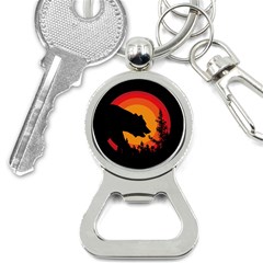 Forest Bear Silhouette Sunset Bottle Opener Key Chain by Cendanart