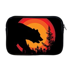 Forest Bear Silhouette Sunset Apple Macbook Pro 17  Zipper Case by Cendanart