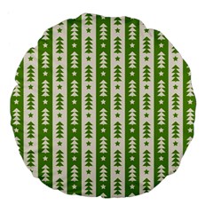 Christmas Green Tree Background Large 18  Premium Flano Round Cushions by Cendanart