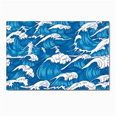 Storm Waves Seamless Pattern Raging Ocean Water Sea Wave Vintage Japanese Storms Print Illustration Postcard 4 x 6  (pkg Of 10) by Ket1n9