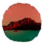 Brown Mountain Illustration Sunset Digital Art Mountains Large 18  Premium Round Cushions Back