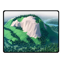 Green And White Polygonal Mountain Two Sides Fleece Blanket (small) by Cendanart