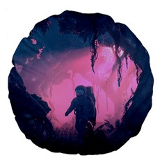 Beeple Astronaut Spacesuit 3d Digital Art Artwork Jungle Large 18  Premium Flano Round Cushions by Cendanart