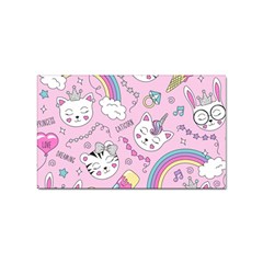 Beautiful Cute Animals Pattern Pink Sticker Rectangular (100 Pack) by Grandong