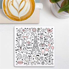 Big Collection With Hand Drawn Objects Valentines Day Uv Print Square Tile Coaster  by Bedest