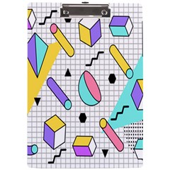 Tridimensional Pastel Shapes Background Memphis Style A4 Acrylic Clipboard by Bedest