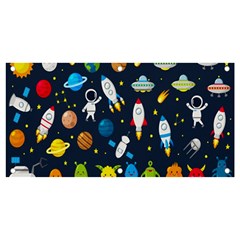 Big Set Cute Astronauts Space Planets Stars Aliens Rockets Ufo Constellations Satellite Moon Rover V Banner And Sign 4  X 2  by Bedest