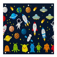 Big Set Cute Astronauts Space Planets Stars Aliens Rockets Ufo Constellations Satellite Moon Rover V Banner And Sign 4  X 4  by Bedest