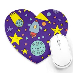 Card With Lovely Planets Heart Mousepad by Bedest