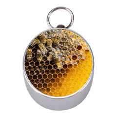 Honeycomb With Bees Mini Silver Compasses by Bedest