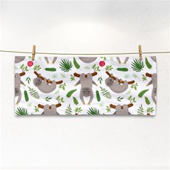 Seamless Pattern With Cute Sloths Hand Towel by Bedest