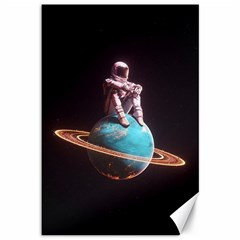 Stuck On Saturn Astronaut Planet Space Canvas 12  X 18  by Cendanart