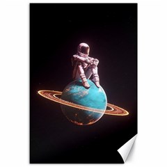 Stuck On Saturn Astronaut Planet Space Canvas 24  X 36  by Cendanart