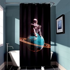 Stuck On Saturn Astronaut Planet Space Shower Curtain 36  X 72  (stall)  by Cendanart