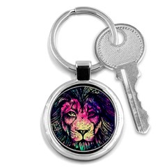 Psychedelic Lion Key Chain (round) by Cendanart