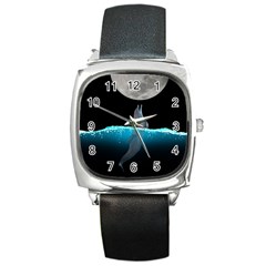 Dolphin Moon Water Square Metal Watch by Ndabl3x