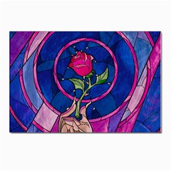 Enchanted Rose Stained Glass Postcard 4 x 6  (pkg Of 10) by Cendanart