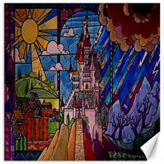 Castle Building Stained Glass Canvas 20  X 20  by Cendanart