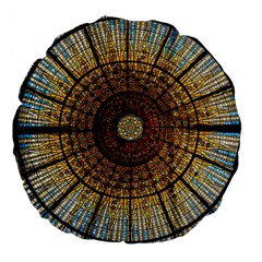 Barcelona Glass Window Stained Glass Large 18  Premium Flano Round Cushions by Cendanart