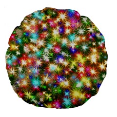 Star Colorful Christmas Abstract Large 18  Premium Flano Round Cushions by Cendanart