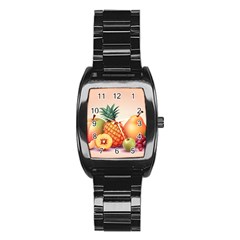 Fruit Pattern Apple Abstract Food Stainless Steel Barrel Watch by Proyonanggan
