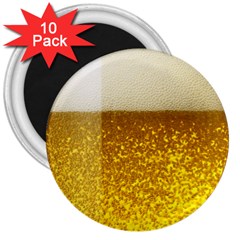 Light Beer Texture Foam Drink In A Glass 3  Magnets (10 Pack)  by Cemarart