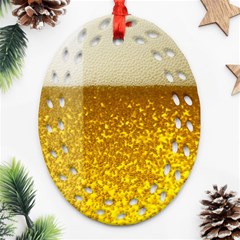Light Beer Texture Foam Drink In A Glass Ornament (oval Filigree) by Cemarart