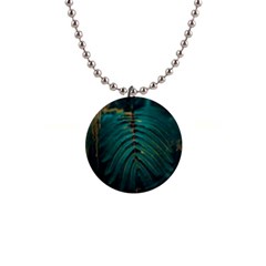 Dark Green Leaves Leaf 1  Button Necklace by Cemarart