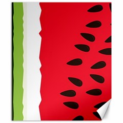 Watermelon Black Green Melon Red Canvas 8  X 10  by Cemarart