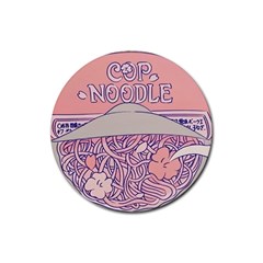 Ramen Kawaii Aesthetic Pink Rubber Coaster (round) by Cemarart