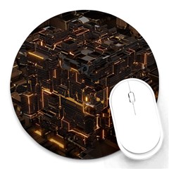 Cube Forma Glow 3d Volume Round Mousepad by Bedest