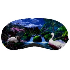 Flamingo Paradise Scenic Bird Fantasy Moon Paradise Waterfall Magical Nature Sleep Mask by Ndabl3x