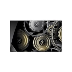 Abstract Style Gears Gold Silver Sticker Rectangular (100 Pack) by Cemarart