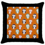 Cute Penguin Funny Pattern Throw Pillow Case (Black) Front