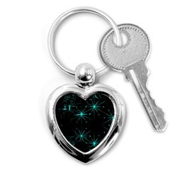 Space Time Abstract Pattern Alien Dark Green Pattern Key Chain (heart) by Cemarart