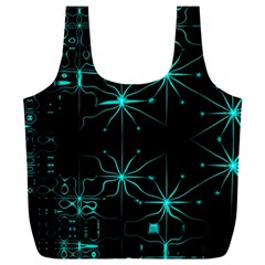 Space Time Abstract Pattern Alien Dark Green Pattern Full Print Recycle Bag (xxxl) by Cemarart