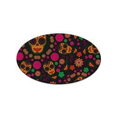 Skull Colorful Floral Flower Head Sticker Oval (100 Pack) by Cemarart