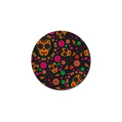 Skull Colorful Floral Flower Head Golf Ball Marker (4 Pack) by Cemarart