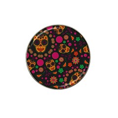 Skull Colorful Floral Flower Head Hat Clip Ball Marker (4 Pack) by Cemarart