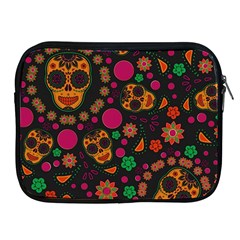 Skull Colorful Floral Flower Head Apple Ipad 2/3/4 Zipper Cases by Cemarart