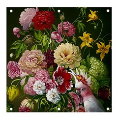 Parrot Painting Flower Art Banner And Sign 4  X 4  by Cemarart