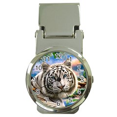 White Tiger Peacock Animal Fantasy Water Summer Money Clip Watches by Cemarart